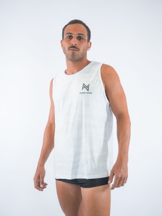 Camiseta Regata Masculina UV Natalia Guitler - Branca