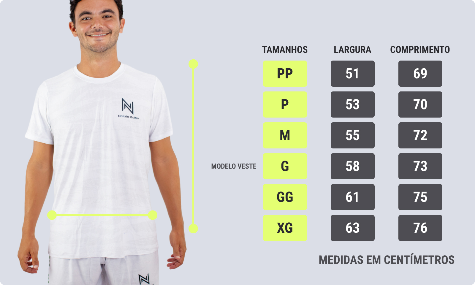 Tabela de Medida Camiseta Manga Curta Masculina